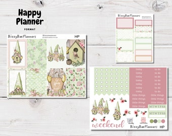 Spring Gnomes Classic Happy Planner Kit- Happy Planner Weekly Kit- Gnome Planner Sticker Kit- Gnome Stickers