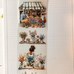 Parisian Flower Shop  PET Tape-Sample Loop-Clear Washi Tape-Journal Supplies-Planner Supplies