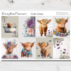 Cute Cows Standard Vertical Weekly Sticker Kit Vertical Weekly Planner Sticker Kit-Farm Planner Stickers image 2