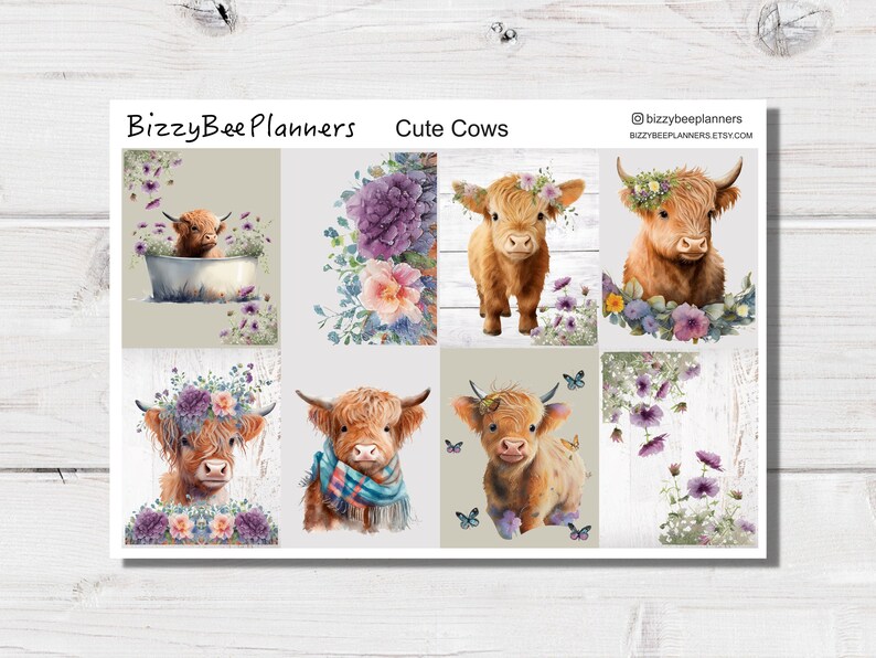 Cute Cows Standard Vertical Weekly Sticker Kit Vertical Weekly Planner Sticker Kit-Farm Planner Stickers image 2