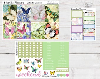 Butterfly Garden Standard Vertical Weekly Kit- Standard Vertical Sticker Kits- Planner Sticker Weekly Kits- Planner Stickers