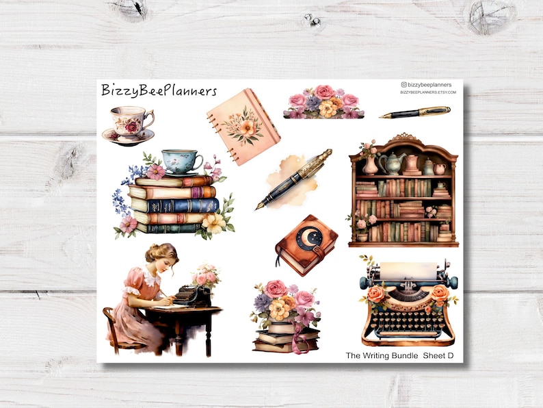 Beautiful Writing Sticker The Writing Bundle- Bookish Stickers- Planner Stickers- Deco Stickers ...