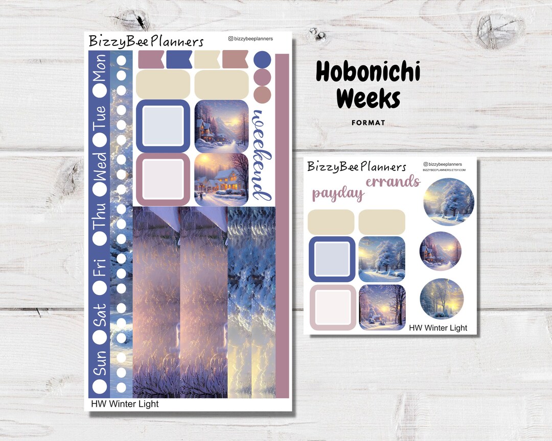 Winter Light Hobonichi Weeks Sticker Kit- Hobo Weeks Stickers- Weekly ...