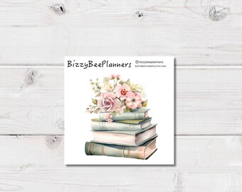 Spring Book Sticker- Transparent Stickers- Book Stickers- Floral Sticker