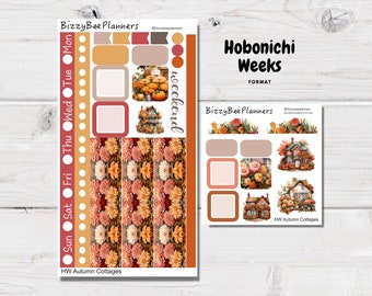 Autumn Cottages Hobonichi Weeks Kit- Hobo Weeks Stickers- Fall Stickers- Planner Sticker Kit- Hobonichi Stickers