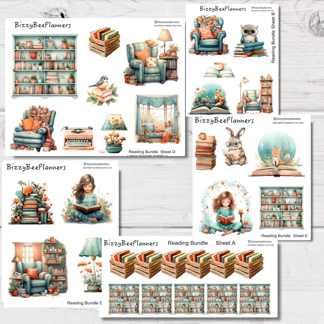 Reading Bundle- Planner Stickers- Journal Stickers- Book Stickers ...