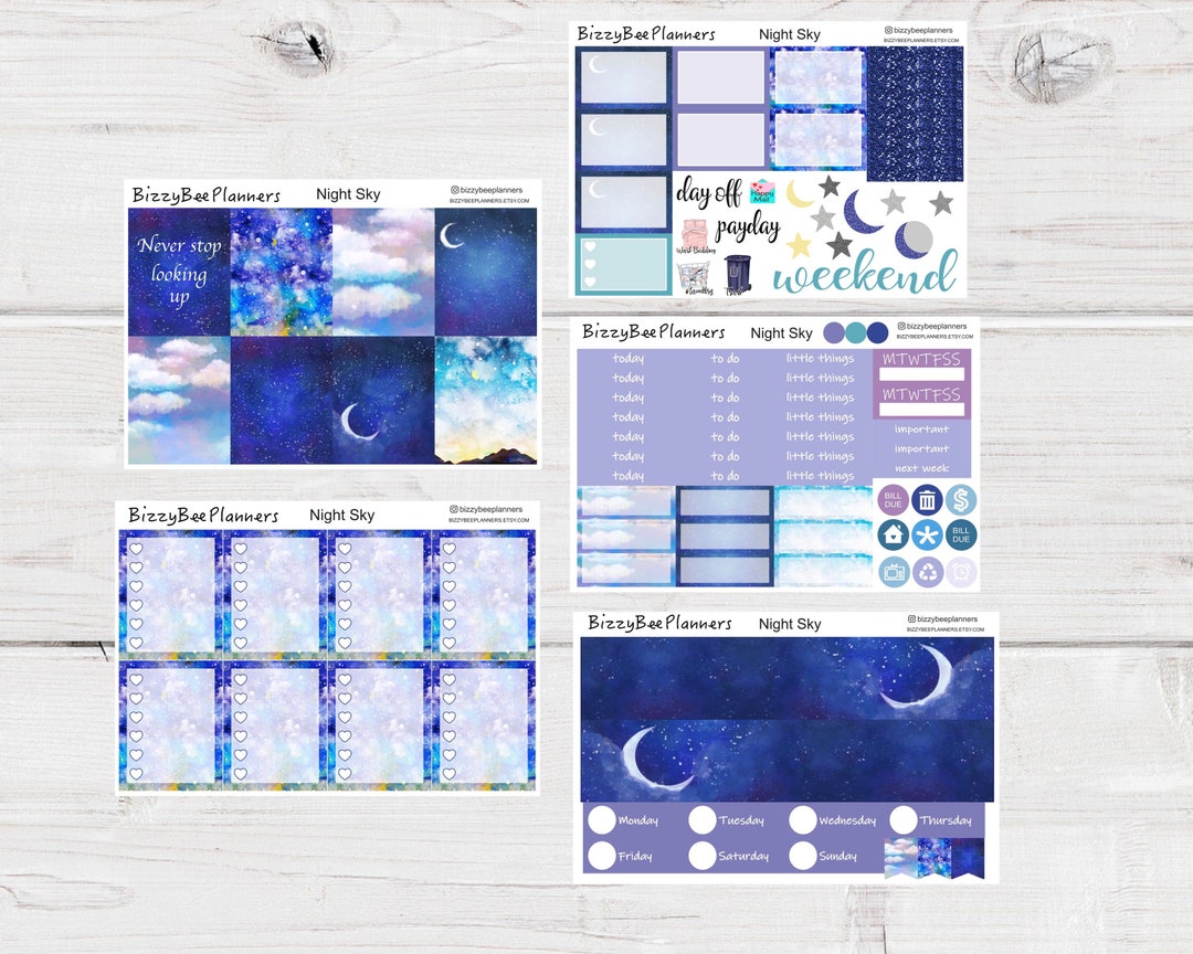 Night Sky Standard Vertical Weekly Kit- Planner Sticker Weekly Kit ...