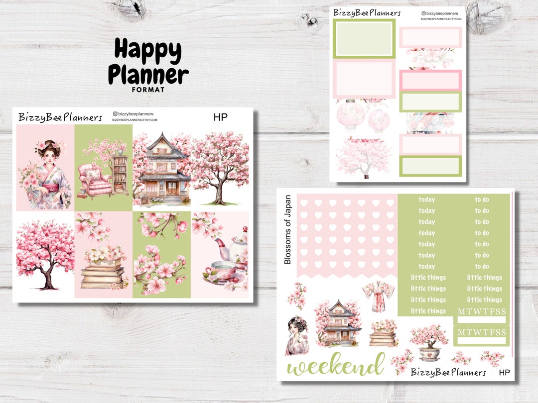 Blossoms of Japan Classic Happy Planner Weekly Kit-planner Sticker Kit ...