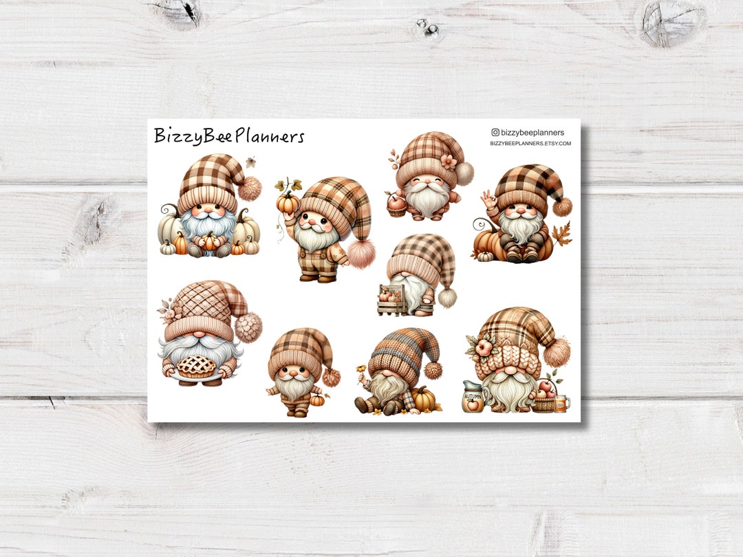 Fall Gnomes Deco Stickers- Planner Stickers- Gnome Stickers- Autumn ...