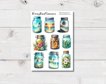 Summer Mason Jar Stickers- Sunset Sticker- Mason Jar Stickers- Summer Stickers- Planner Stickers