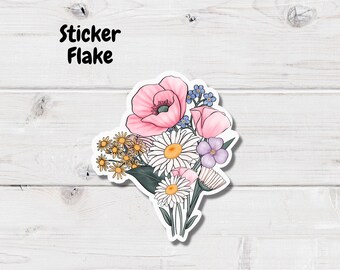 Wildflowers Sticker Flake- Floral Stickers- Transparent Stickers- Flower Stickers