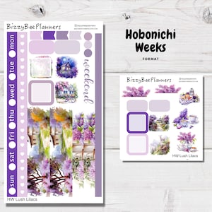 Kit semanal Hobonichi Weeks color lila exuberante - Kit de pegatinas Hobo Weeks - Pegatinas para planificador - Kit de pegatinas color lila - Kit semanal