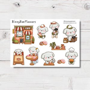 Stickers café chiot, Stickers chien, Stickers café, Stickers agenda, Stickers transparents, Stickers pour carnet de notes, Stickers déco