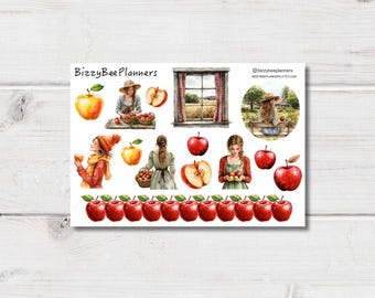 Apple Harvest Deco Stickers- Apple Planner Stickers- Fall Stickers- Transparent Stickers- Autumn Stickers