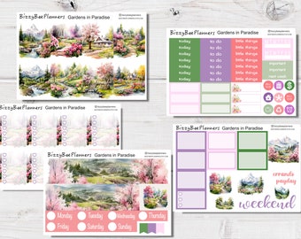 Gardens in Paradise Weekly Kit- Standard Vertical Weekly Kit- Weekly Planner Stickers- Landscape Planner Stickers- Summer Sticker Kit