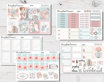 Jane Weekly Planner Kit- Standard Vertical Weekly Kit- Pride and Prejudice Planner Stickers- Book Themed Planner Stickers