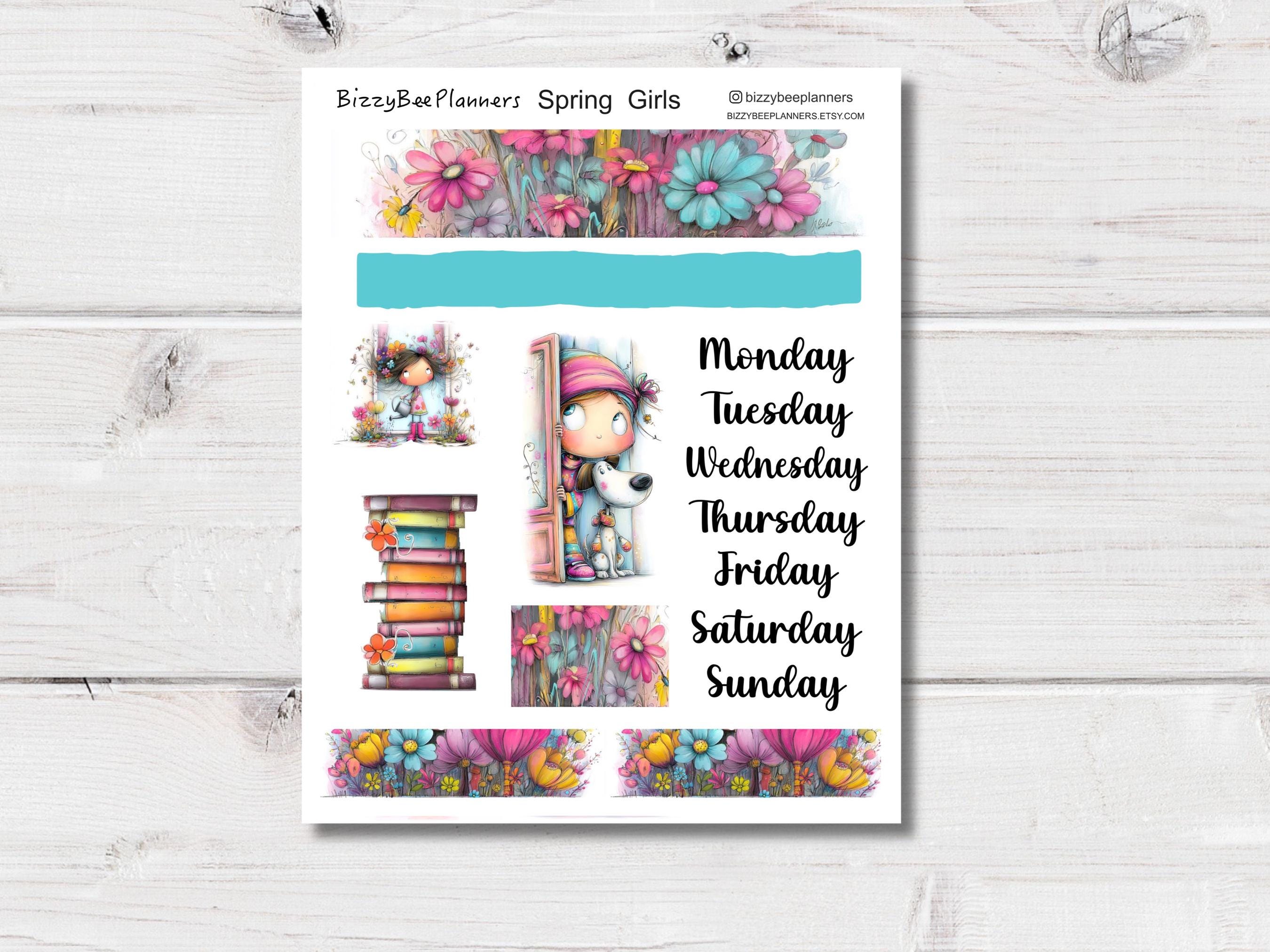 Spring Girls Planner/journalling Kit- Cute Stickers- Floral Stickers - Etsy