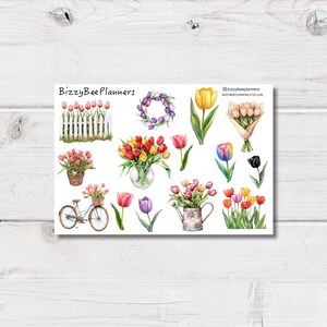 Stickers déco tulipes - Stickers agenda Springr - Stickers floraux - Stickers journaux - Stickers tulipes