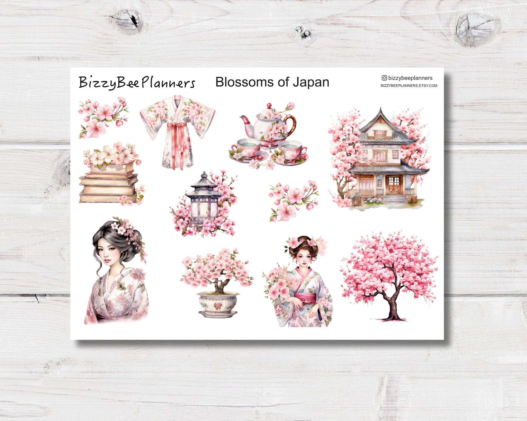 Blossoms of Japan Deco Stickers - Planner Stickers- Cherry Blossom ...