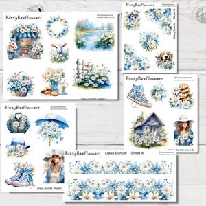 Lot d'autocollants marguerite - Stickers agenda - Stickers déco - Stickers pour carnet de notes - Stickers Marguerite