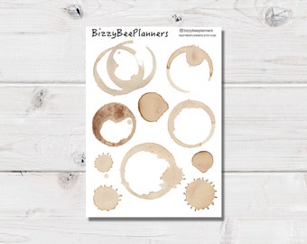 Coffee Stain Deco Stickers- Coffee Ring Sticker- Transparent Stickers- Coffee Sticker- Planner Sticker