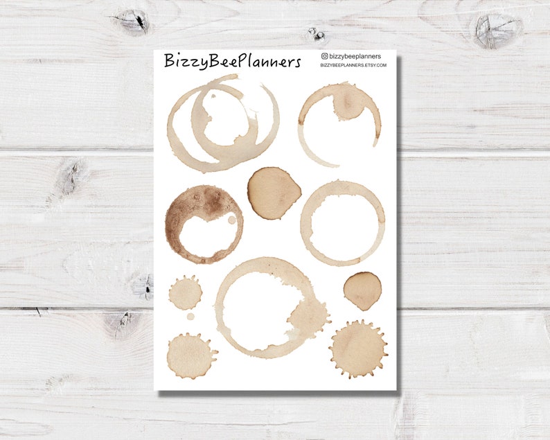 Coffee Stain Deco Stickers Coffee Ring Sticker Transparent Stickers Coffee Sticker Planner Sticker image 1