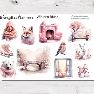 Winter's Blush Deco Stickers- Planner Stickers- Winter Stickers- Transparent Stickers