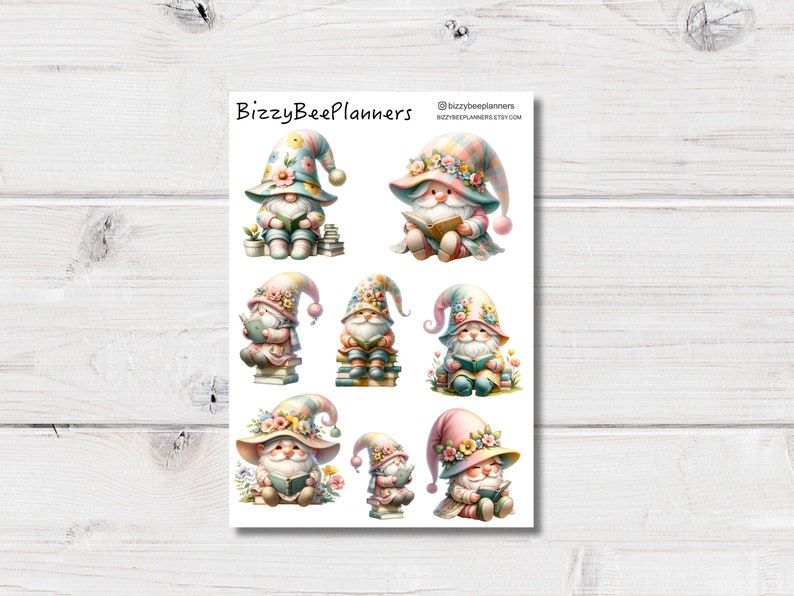 Summer Gnomes Planner Stickers- Gnome Reading Sticker- Gnome Stickers ...