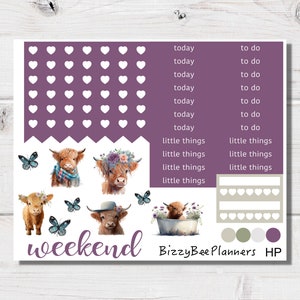 Cute Cows Classic Happy Planner Sticker Kit Vertical Weekly Planner Sticker Kit Farm Planner Stickers Happy Planner Kits image 3