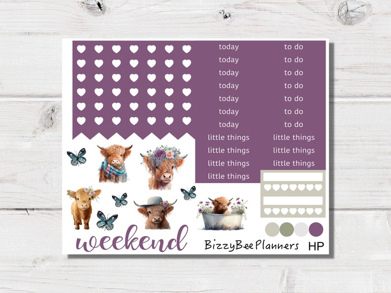 Cute Cows Classic Happy Planner Sticker Kit Vertical Weekly Planner Sticker Kit Farm Planner Stickers Happy Planner Kits image 3