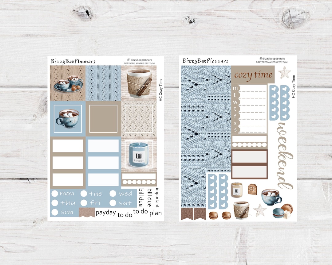 Cozy Time Weekly Hobonichi Cousin Kit- Hobo Cousin Stickers- Winter ...