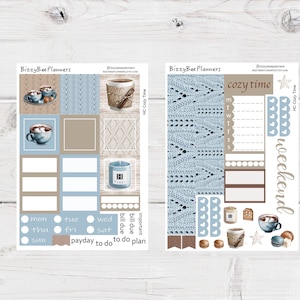 Kit semanal "Cozy Time Hobonichi Cousin" - Pegatinas "Hobo Cousin" - Pegatinas de planificador de invierno - Kit semanal "Cossin"