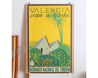 Vintage poster - Valencia Jardin de España - 1930s - art deco - Renau