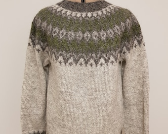 Wool Sweater Icelandic Sweater Nordic Pullover Green Unisex - Etsy