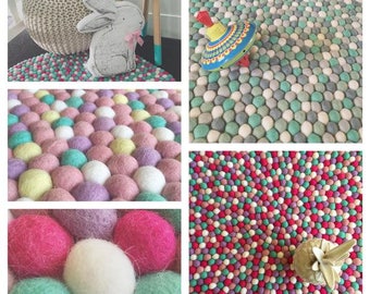 Nursery Rug | CUSTOM DESIGN | Free Shipping | Felt Ball Rug | Nursery Decor | Play Mat | Wool Rug | Nursery Decor | Pom Pom Rug | Rug