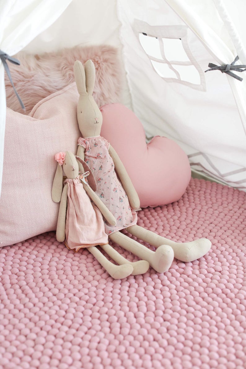 Nursery Rug Miss Pink Free Shipping Felt Ball Rug Etsy