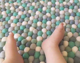 Nursery Rug | King Neptune | Free Shipping | Felt Ball Rug | Nursery Decor | Play Mat | Wool Rug | Nursery Decor | Pom Pom Rug | Rug