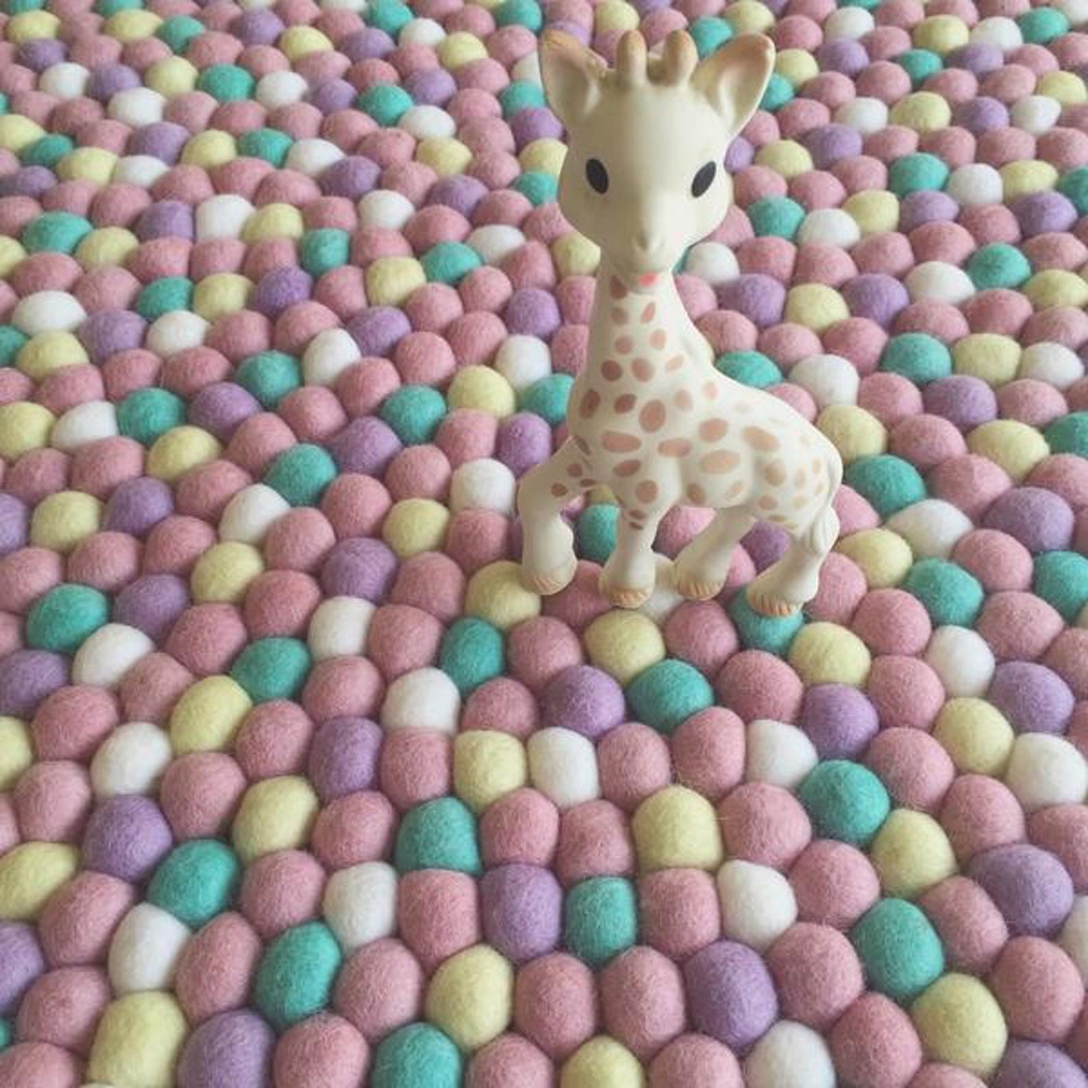 Puff Ball Rug Powder Puff | Autumn Love | Free Shipping | Felt Ball Rug | Nursery ...