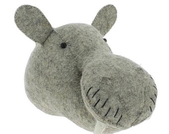 Felt Hippo Head | Stuffed Hippo Head | Kids Room Head | Kids Animal Head | Hippopotamus