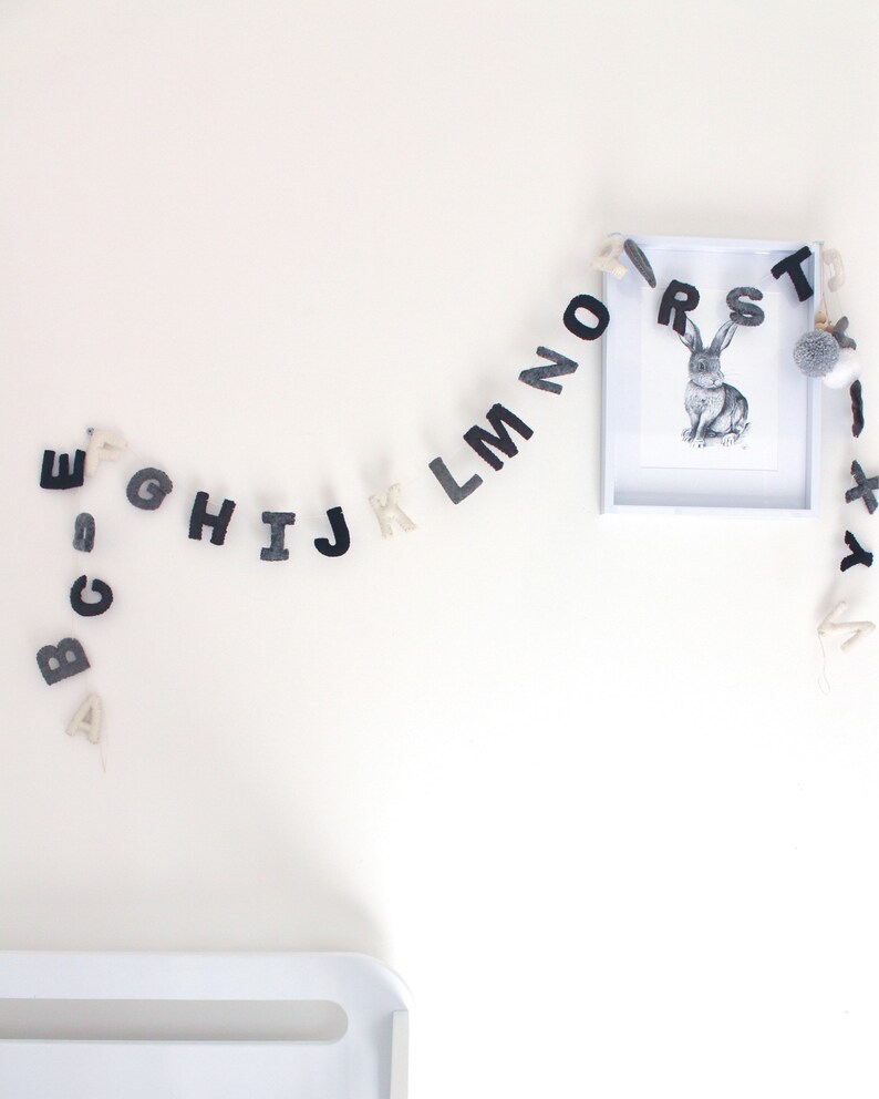 Alphabet Garland Letter Garland Kids Garland Monochrome Etsy