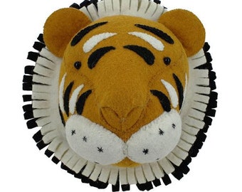 Tiger Head | Felt Tiger Head | Kids Animal Head | Animal Head | Faux Taxidermy | Wall Decor | Nursery Decor | Mini Tiger