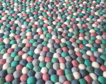 Nursery Rug | Mint and Musk | Free Shipping | Felt Ball Rug | Nursery Decor | Play Mat | Wool Rug | Nursery Decor | Pom Pom Rug | Rug