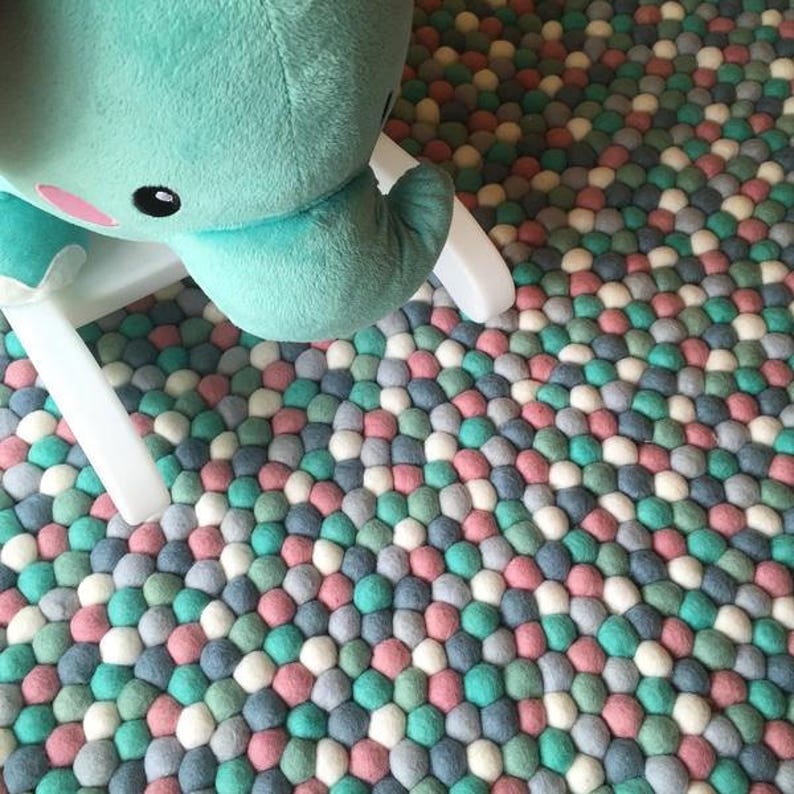 Nursery Rug Mint and Musk Free Shipping Felt Ball Rug Etsy