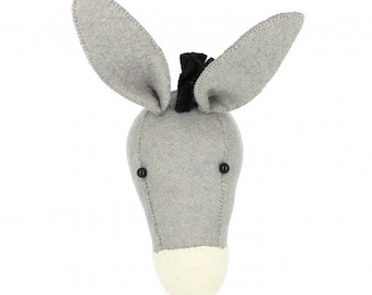 Felt Donkey Head | Stuffed Donkey Head | Kids Room Head | Kids Animal Head | Mini Donkey