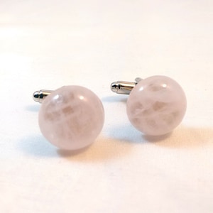 Rose Quartz Cufflinks/ Natural Gemstones Cufflinks/ October Birthstone Cufflinks/ Mens Cufflinks/ Grooms Gifts/ Wedding