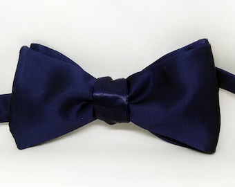 Blue Satin Bow tie/ Mens bow tie/ Formal Bow tie/ Groomsmen Bow Tie/ Self Tie Bow Tie/Wedding Bow Tie/ Grooms Gift/Cocktail Bow tie