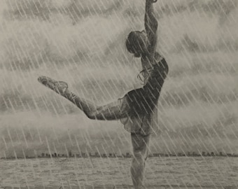 Items similar to Ballerina Dancing in the Rain- Ballet Dancer Print ...