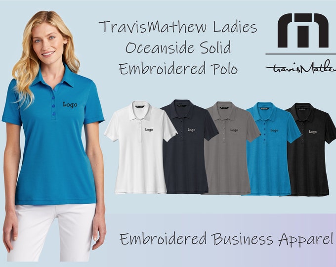Personalized Gift For Her, Embroidered Ladies Polo, TravisMathew Polo, Ladies, Solid Polo, Business Apparel.