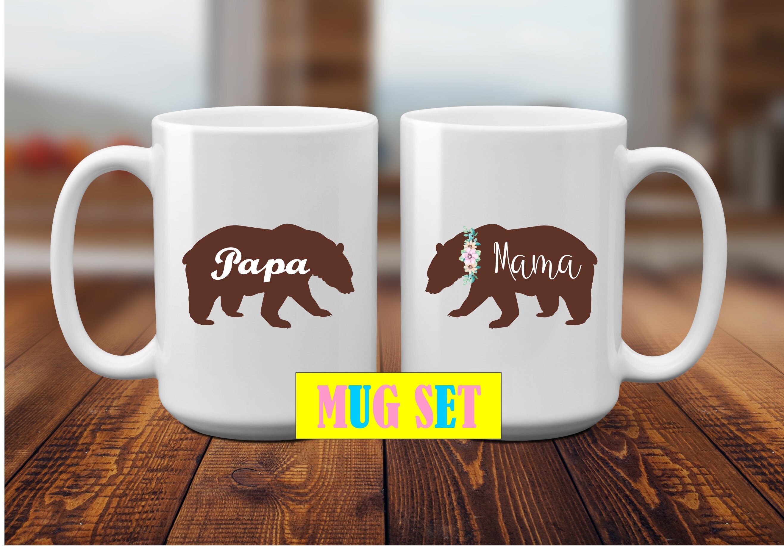 Amazon.com: Mama Bear Papa Bear Mug Set - Stoneware Engraved Campfire  Ceramic Mugs, Gift for Parents - White - 15 oz, Retro Coffee Mug, Mama and  Papa Gifts : Home & Kitchen