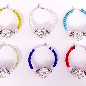 6 Wine glass Charms, Shangrila bead Wine Charms, Hostess Gift, Wine Lover Gift, Wine Accessories, Wine Charm